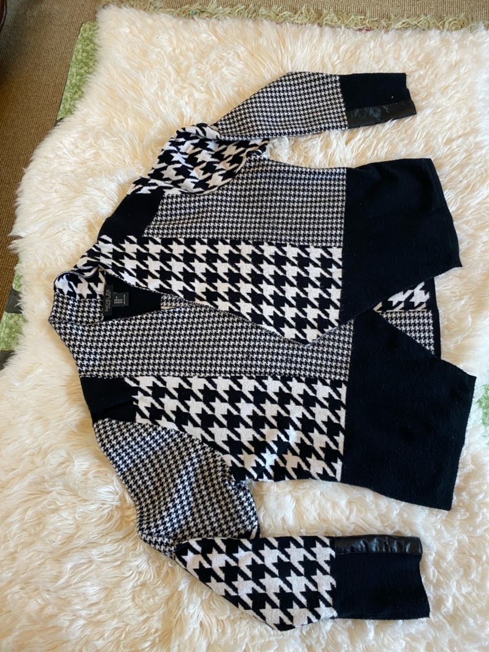Rachel Zoe Black and White Houndstooth Cardigan